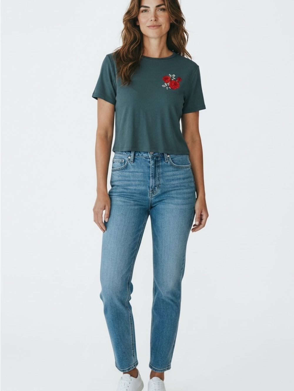 2 Rebellious One Tee Shirts 1)Gray Crop Tee with Red Rose 2) Hawaii